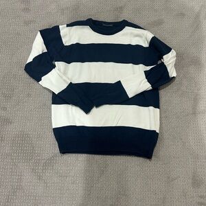 Brandy Melville Navy and Cream Striped Sweater